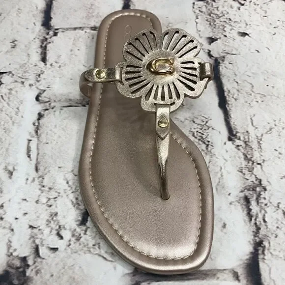 7.5 COACH JULIA SANDALS in champagne (nib) - Picture 5 of 9